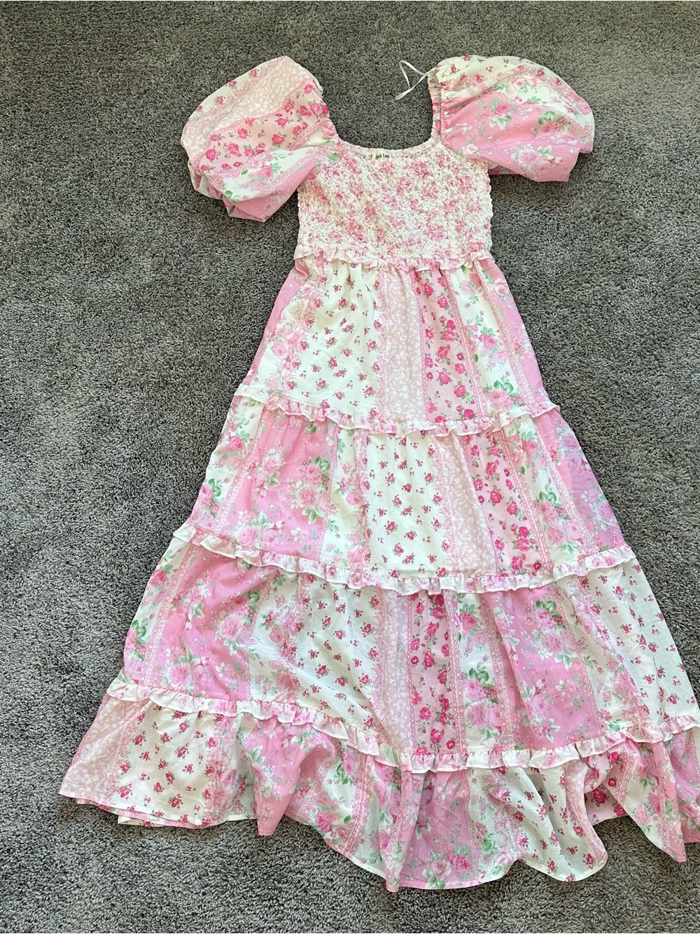 Peach Love California Pink Floral Tiered Maxi Dress